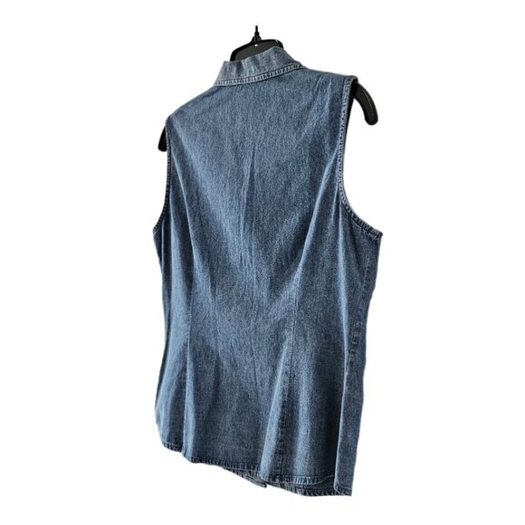 Petite Sophisticate Sleeveless Denim Button Front Collared Blouse | NWT | 10P - Picture 8 of 14